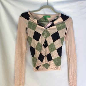 GIRLS SIZE : Tibi Pink Argyle Silk/Angora Cardigan